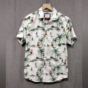 Ricky Singh Denim & Flower Christmas Santa Sleigh All Day Button Shirt Mens S